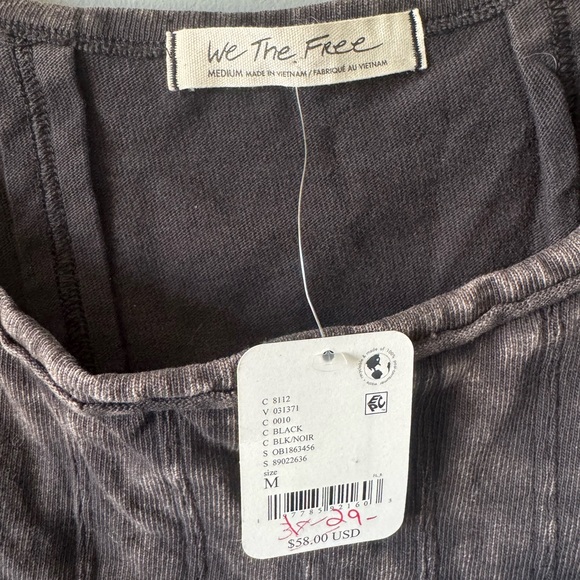 We The Free Roller Tank Top Size Medium Black Peplum Bottom Free People - Picture 4 of 6